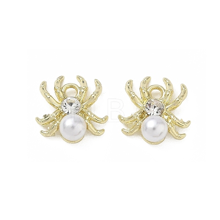 Alloy & ABS Plastic Pearl & Rhinestone Pendants Spider Charms PL-CBA5609-02G-B-1