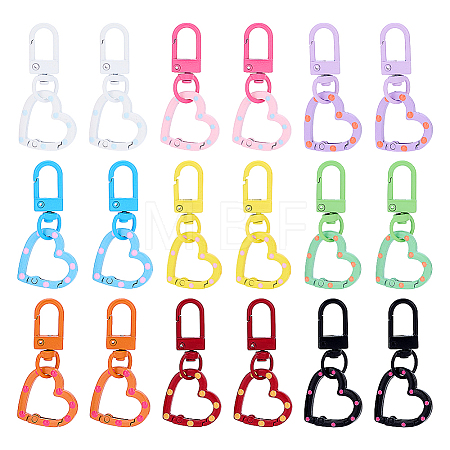 18Pcs 9 Style Alloy Spring Gate Rings & Alloy Swivel Clasps HJEW-PH02501-1