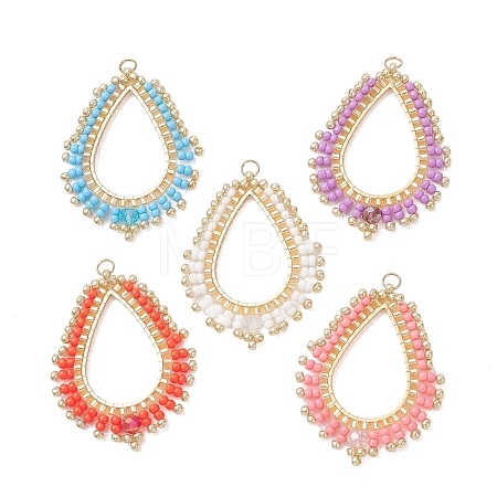 Glass Seed Beaded Pendnats PALLOY-MZ01361-1