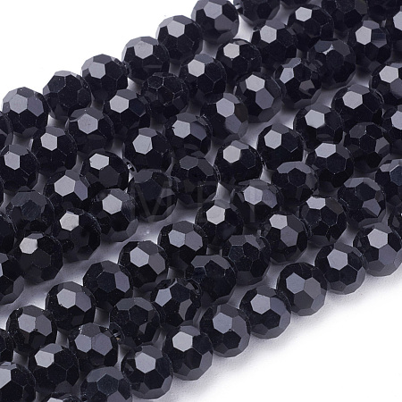 Faceted(32 Facets) Glass Round Beads Strands X-EGLA-J042-6mm-08-1