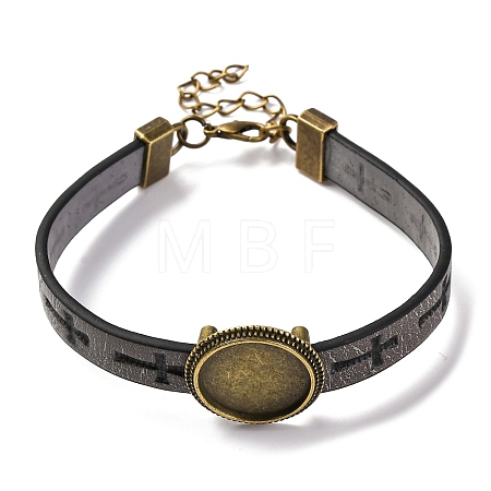 Hollow Cross PU Leather Bracelet Making MAK-I020-01C-1