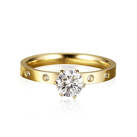 201 Stainless Steel Rhinestone Finger Rings for Women FS-WGA8964-15-1