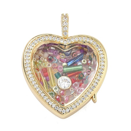 Brass Micro Pave Clear Cubic Zirconia Pendants KK-C251-07G-01-1