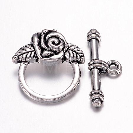 Tibetan Style Rose Toggle Clasps for Valentine's Jewelry Making X-LF0026Y-NF-1