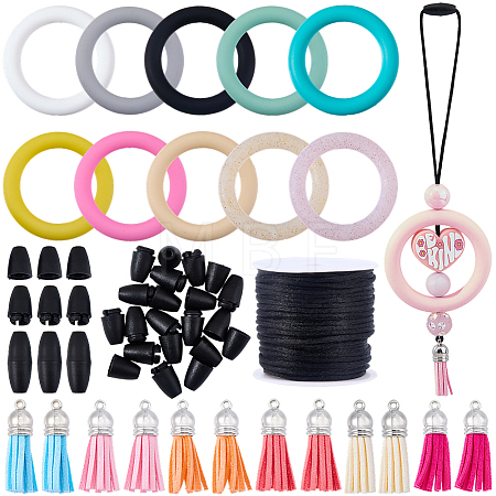 12Pcs 12 Colors Ring Silicone Beads SIL-BM0001-11-1