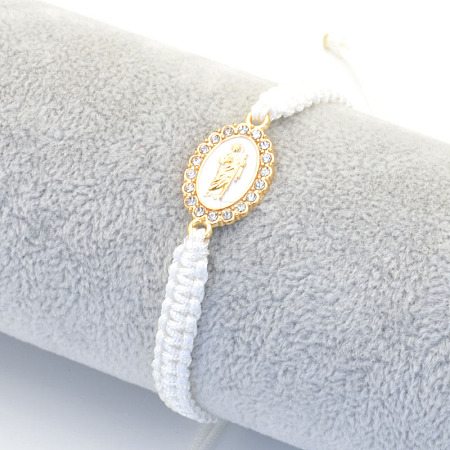 Religion Alloy Rhinestone and Enamel Link Bracelets FS-WG5574D-01-1