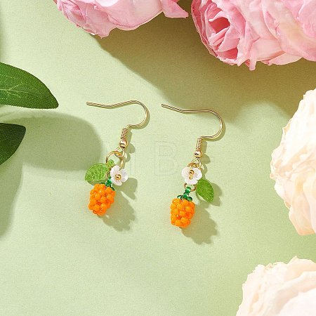 Handmade Glass Seed Beads Apple Dangle Earrings EJEW-MZ00575-04-1