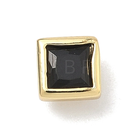 Square Brass Micro Pave Cubic Zirconia Cabochons KK-P345-13G-E04-1