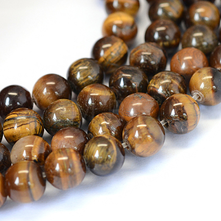 Grade AB Natural Tiger Eye Round Bead Strands X-G-E334-4mm-17-1
