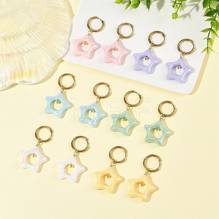 Acrylic & 202 Stainless Steel Stud Earrings EJEW-JE07448-1