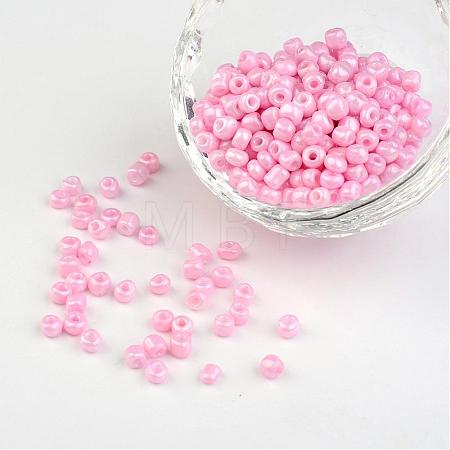 6/0 Opaque Colours Round Glass Seed Beads X-SEED-A010-4mm-55-1