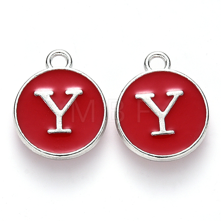Platinum Plated Alloy Enamel Charms X-ENAM-S118-03Y-P-1