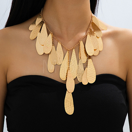 Exaggerated Alloy Teardrop Pendant Bib Necklaces for Women WG3386A-01-1