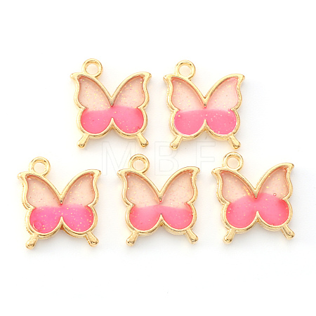 Light Gold Plated Alloy Enamel Pendants ENAM-R136-24B-1