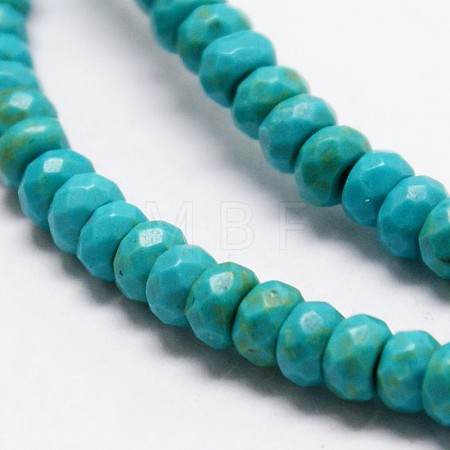 Faceted Rondelle Synthetic Turquoise Beads Strands TURQ-I015-10x6mm-06-1