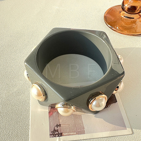 Resin & Plastic Pearl Bangles for Women WG73613-04-1