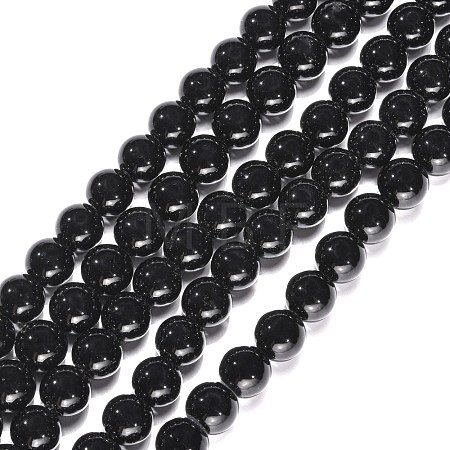 Synthetic Black Stone Beads Strands X-GSR12mmC044-1
