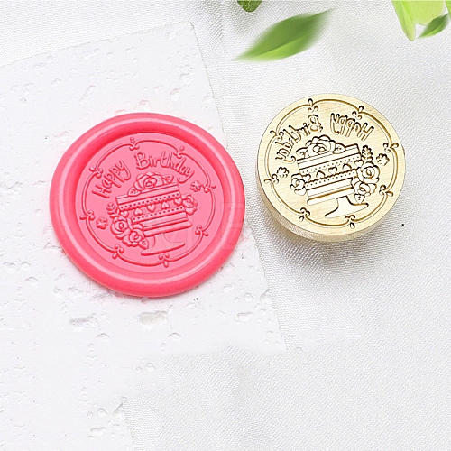 Golden Tone Wax Seal Brass Stamp Heads AJEW-U008-02G-17-1