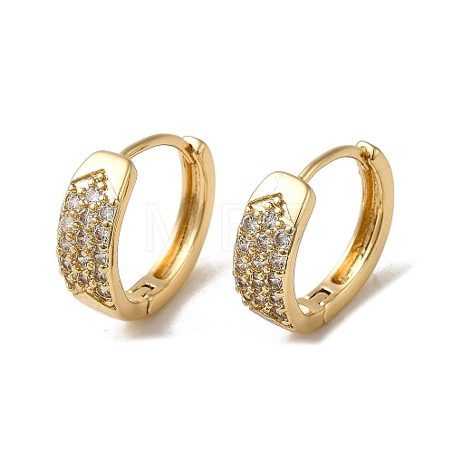 Brass Micro Pave Cubic Zirconia Hoop Earring EJEW-L271-20KCG-03-1