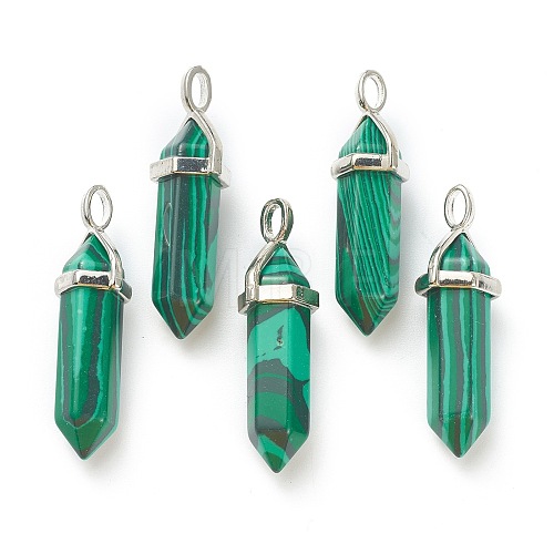 Synthetic Malachite Pointed Pendants G-M378-01P-A13-1