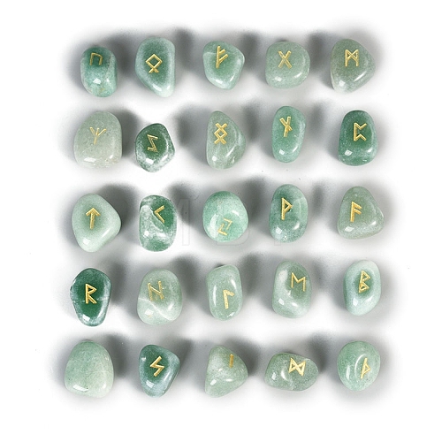 Natural Green Aventurine Rune Stones PW-WGED742-04-1