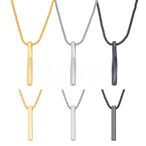 ANATTASOUL 6Pcs 6 Style Stainless Steel Rectangle & Twist Pendant Necklaces Set with Zinc Alloy Chains NJEW-AN0001-84-1