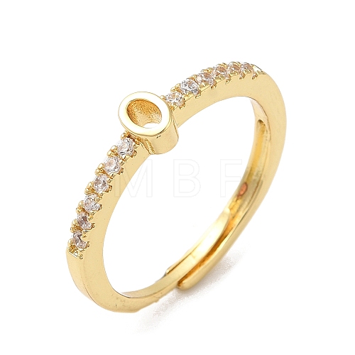 Rack Plating Brass Clear Cubic Zirconia Number 0 Adjustable Rings for Women RJEW-S407-09G-10-1