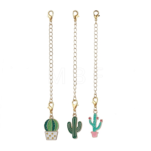 3Pcs 3 Styles Cactus Alloy Enamel Cup Charms HJEW-JM02163-1