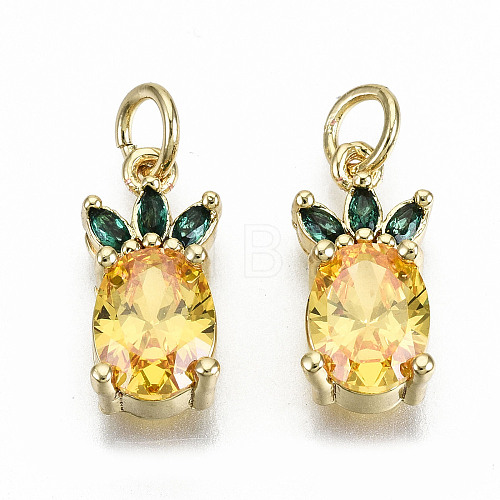 Brass Micro Pave Gold Cubic Zirconia Charms ZIRC-S067-155-NF-1