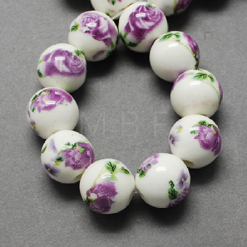 Handmade Printed Porcelain Beads PORC-Q199-12mm-01-1