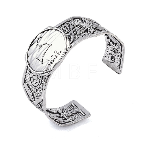 Constellation Alloy Open Cuff Bangles for Women Men BJEW-C064-01AS-08-1