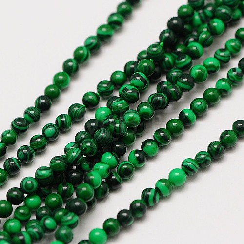 Imported Synthetic Malachite Round Beads Strands G-A130-2mm-J01-1