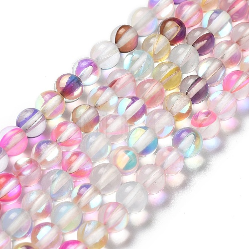 Synthetic Moonstone Beads Strands G-P528-J01-07-1
