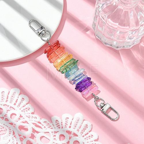 Dyed Colorful Natural Quartz Crystal Chakra Prism Link Bag Extender Chains FIND-JF00145-1