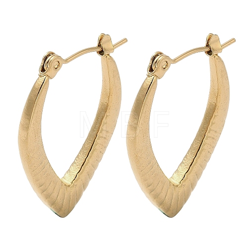 Leaf 201 Stainless Steel Half Hoop Earrings for Women EJEW-G385-23G-1