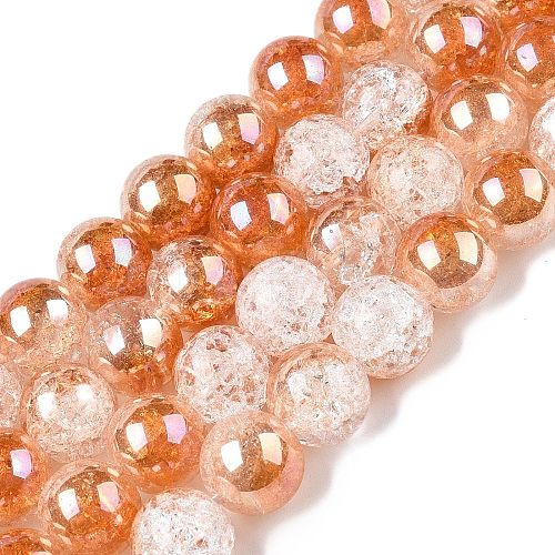 Electroplated Crackle Glass Beads Strands X-EGLA-N014-10mm-01-1