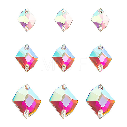 GOMAKERER 72Pcs 3 Style Irregular Rhombus Glass Sew on Rhinestone GLAA-GO0001-15-1