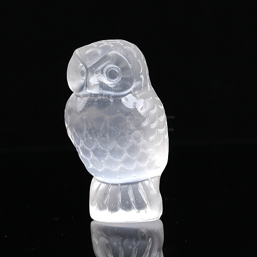 Owl Natural Selenite Figurines DJEW-PW0021-10-1