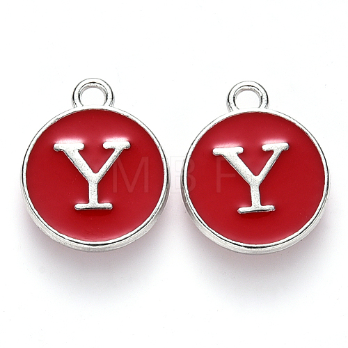 Platinum Plated Alloy Enamel Charms X-ENAM-S118-03Y-P-1