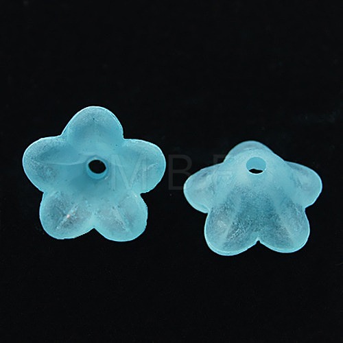Dyed Chunky Turquoise Transparent Frosted Flower Acrylic Beads X-PL560-9-1