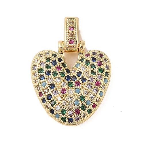 Brass Micro Pave Cubic Zirconia Pendants ZIRC-P121-01G-V-1