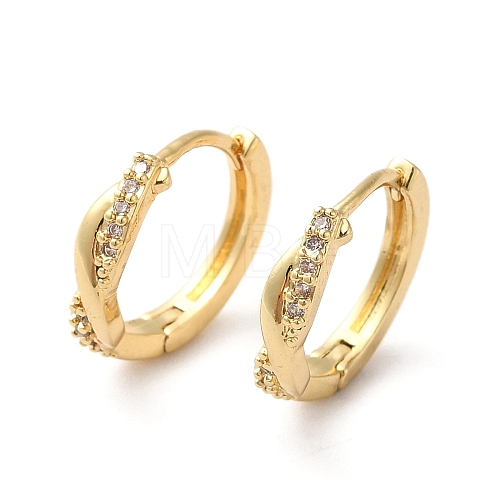 Clear Cubic Zirconia Twist Hoop Earrings ZIRC-Q201-19G-1