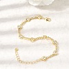Heart Brass Micro Pave Cubic Zirconia Link Chain Bracelets for Women BJEW-A164-01G-01-1