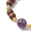 Natural Amethyst & Green Aventurine & Whide Jade & Carnelian & Dyed Malaysia Jade & Wood Beaded Stretch Lucky Bracelets BJEW-JB13291-4