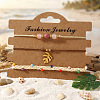 3OPcs 3 Styles Natural Rhodochrosite & Pink Jade & Glass Round Beads Bracelets & Brass Leaf Charm Bracelets Set DI3925-2-1