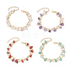 Natural Gemstone Chip Beads & Brass Paperclip Chain Multi-strand Bracelets for Women BJEW-JB12890-2