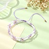 Woven Glass Flower Adjustable Braided Bead Bracelets for Women BJEW-MZ00100-4