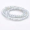 Pearl Luster Plated Glass Faceted Drum Beads Strands GLAA-A032-4mm-PL09-2