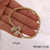 Brass Micro Pave Clear Cubic Zirconia Beaded Stretch Bracelets for Women FS-WGB95F4-22-2