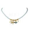 Ocean 304 Stainless Steel and Alloy Enamel Starfish Shell Shape Pendant Glass Beaded Necklaces for Women NJEW-JN06386-2